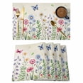 thumbnail image 1 of Spring Floral Placemats Set of 4 Pink Blue Flowers Butterfly Farmhouse Place Mats Indoor Wipeable Table Mats Washable Cloth Dining Table Placemats for Kitchen Holiday Party Home Decor 13x19 Inch, 1 of 9