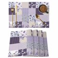 thumbnail image 1 of Spring Floral Placemats Set of 6, Dark Purple Flowers Patchwork Grid Bohemia Placemats for Dining Table, Place Mats for Kitchen Tabletop, Waterproof Wipeable Dining Table Mats Set, 1 of 9