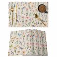 thumbnail image 1 of Spring Floral Placemats Set of 6, Elegant Pastoral Flowers Dragonfly Rustic Placemats for Dining Table, Place Mats for Kitchen Tabletop, Waterproof Wipeable Dining Table Mats Set, 1 of 9