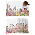 thumbnail image 1 of Spring Floral Placemats Set of 6, Summer Birds Botanical Fence Placemats for Dining Table, Place Mats for Kitchen Tabletop, Waterproof Wipeable Dining Table Mats Set, 1 of 9