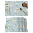 thumbnail image 1 of Spring Floral Placemats Set of 6 White Daisy Duck Greenery Blue Place Mats Indoor Wipeable Table Mats Washable Cloth Dining Table Placemats for Kitchen Holiday Party Home Decor 13x19 Inch, 1 of 9