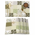 thumbnail image 1 of Spring Floral Placemats Set of 6, Yellow Flowers Botanical Patchwork Grid Bohemia Placemats for Dining Table, Place Mats for Kitchen Tabletop, Waterproof Wipeable Dining Table Mats Set, 1 of 9