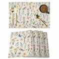 thumbnail image 1 of Spring Floral Placemats Set of 8, Elegant Pastoral Flowers Dragonfly Retro Placemats for Dining Table, Place Mats for Kitchen Tabletop, Waterproof Wipeable Dining Table Mats Set, 1 of 9