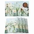 thumbnail image 1 of Spring Floral Placemats Set of 8 Summer Daisy Tulip Flowers Vases Place Mats Indoor Wipeable Table Mats Washable Cloth Dining Table Placemats for Kitchen Holiday Party Home Decor 13x19 Inch, 1 of 9