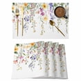thumbnail image 1 of Spring Floral Placemats Set of 8, Watercolor Yellow Purple Flowers Green Leaf Rustic Non-Slip Place Mats Washable Table Mats for Kitchen Dining Table Decorations Indoor/Outdoor, 1 of 9