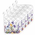 thumbnail image 1 of Spring Floral Pot Holders for Kitchen Heatproof Potholder, 5 Pack Purple Flowers Colorful Summer Botanical Hot Pads Multipurpose Oven Pads Cloth Potholders Trivet for Cooking Baking, 1 of 8