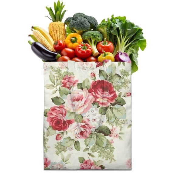 Spring Floral Print Foldable Grocery Bag - Durable & Spacious Eco-Friendly Shopping Tote