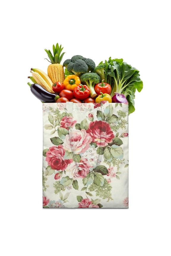 Spring Floral Print Foldable Grocery Bag - Durable & Spacious Eco-Friendly Shopping Tote