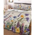 thumbnail image 1 of Spring Floral Queen Size Down Alternative Comforter, Lightweight Comforter Quilt Bedding Set with Pillow Shams Purple Flowers Summer Botanical Rustic All Seasons Bed Comforter Duvet Insert 90"x96", 1 of 7