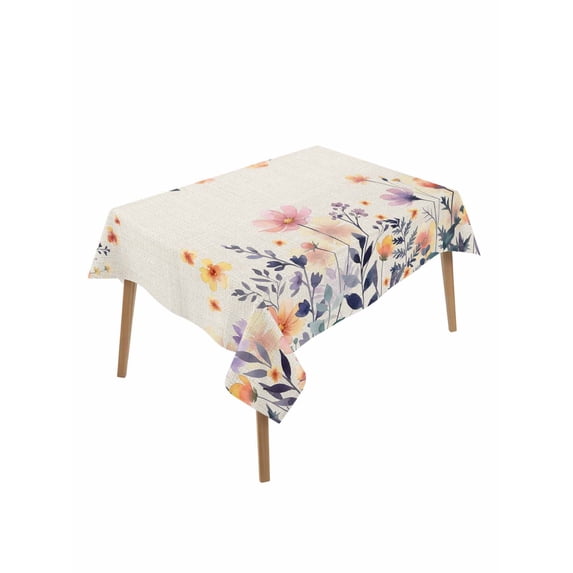 Spring Floral Rectangle Tablecloth, Elegant Flowers Farmhouse Botanical Rustic Waterproof & StainResistant Tablecloth, Washable Oil-proof Table Cover for Dining/Party/Wedding/Camping/Buffet 60x84 In