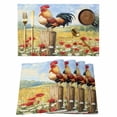 thumbnail image 1 of Spring Floral Rooster Placemats Set of 6 Retro Rooster Farmhouse Place Mats Indoor Wipeable Table Mats Washable Cloth Dining Table Placemats for Kitchen Holiday Party Home Decor 13x19 Inch, 1 of 9