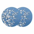thumbnail image 1 of Spring Floral Round 13 Inch Placemats Set of 2, White Cherry Blossom Fowers Sky Blue HeatResistant Non Slip Place Mats for Dining Table, Wipeable Braided Kitchen Table Mats for Housewarming, 1 of 9