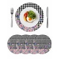 thumbnail image 1 of Spring Floral Round 13 Inch Placemats Set of 4, Black White Checkered Farmhouse Butterfly HeatResistant Non Slip Place Mats for Dining Table, Wipeable Braided Kitchen Table Mats for Housewarming, 1 of 9