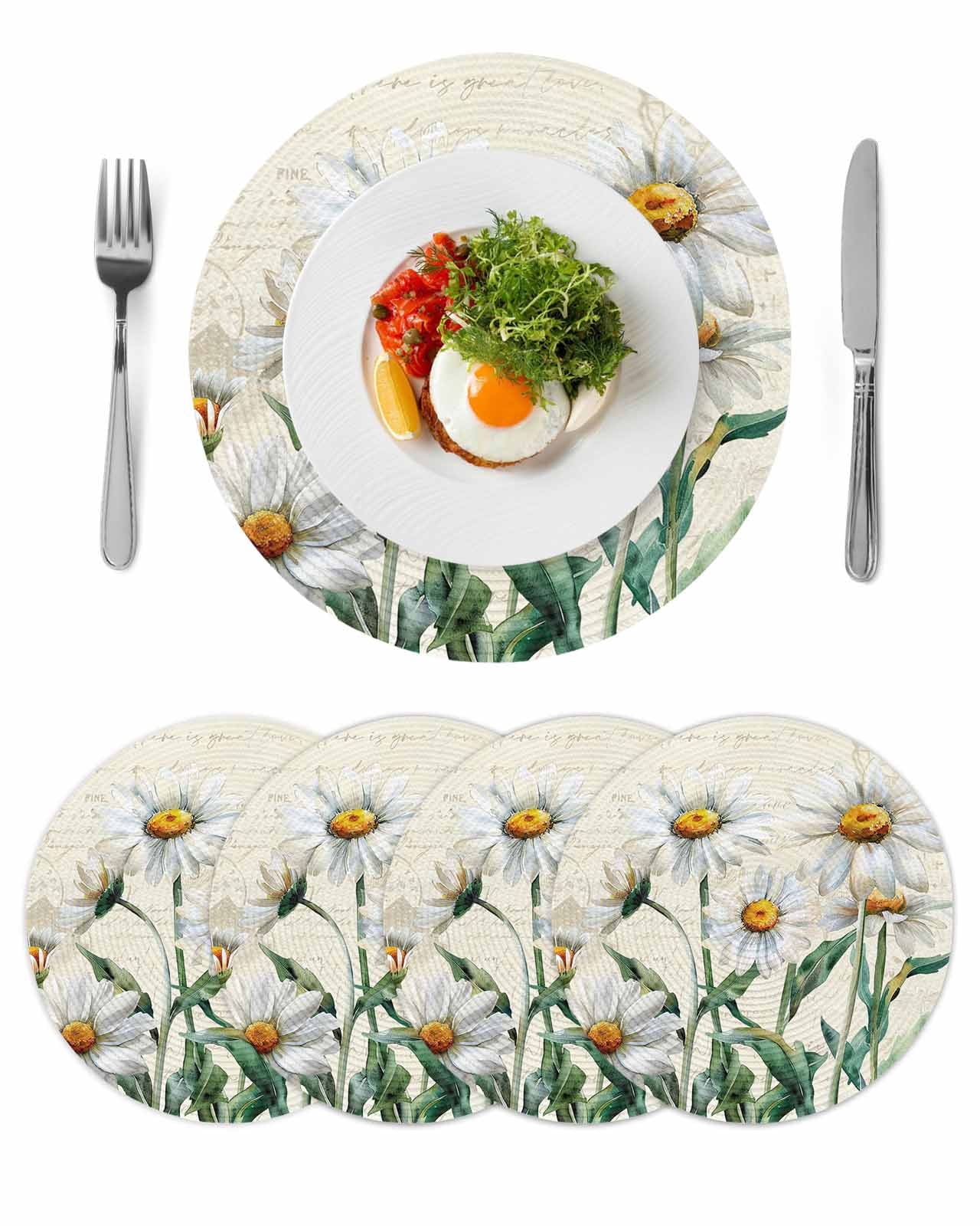 Spring Floral Round 13 Inch Placemats Set of 4, Vintage Summer ...