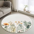 thumbnail image 1 of Spring Floral Round Area Rug 3.3 FT, Non Slip Small Entryway Kitchen Mat, Eucalyptus Leaf Summer Botanical Washable Soft Circular Rug Non-Shedding Door Mat for Bathroom Playroom Kids Room, 1 of 9