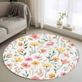 thumbnail image 1 of Spring Floral Round Area Rug 3.3 FT, Non Slip Small Entryway Kitchen Mat, Summer Flowers Watercolor Botanical Washable Soft Circular Rug Non-Shedding Door Mat for Bathroom Playroom Kids Room, 1 of 9