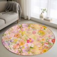thumbnail image 1 of Spring Floral Round Area Rug 3.3 FT, Non Slip Small Entryway Kitchen Mat, Watercolor Elegant Summer Flowers Botanical Washable Soft Circular Rug Non-Shedding Door Mat for Bathroom Playroom Kids Room, 1 of 9