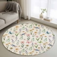 thumbnail image 1 of Spring Floral Round Area Rug 3.3Ft Washable Circle Rugs for Dining Room Table, Elegant Pastoral Flowers Dragonfly Retro Non-Slip Carpet Floor Mats Indoor Outdoor Carpet Runner Aesthetic Home Decor, 1 of 8