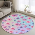 thumbnail image 1 of Spring Floral Round Area Rug 3Ft Washable Small Circle Rugs for Kitchen Entryway, Purple Pink Blue Flower Summer Botanical Non-Slip Carpet Floor Mats Indoor Outdoor Carpet Runner Aesthetic Home Decor, 1 of 8