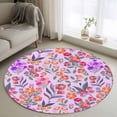 thumbnail image 1 of Spring Floral Round Area Rug 3Ft Washable Small Circle Rugs for Kitchen Entryway, Retro Watercolor Flowers Leaves Plants Purple Non-Slip Carpet Floor Mats Indoor Outdoor Carpet Runner Home Decor, 1 of 8