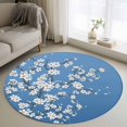 thumbnail image 1 of Spring Floral Round Area Rug 3Ft Washable Small Circle Rugs for Kitchen Entryway, White Cherry Blossom Fowers Sky Blue Non-Slip Carpet Floor Mats Indoor Outdoor Carpet Runner Aesthetic Home Decor, 1 of 8