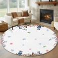 thumbnail image 1 of Spring Floral Round Area Rug 5Ft Washable Circle Rugs for Living Room Bedroom, Watercolor Flower Butterflies Birds Plant Non-Slip Carpet Floor Mats Indoor Outdoor Carpet Runner Aesthetic Home Decor, 1 of 8