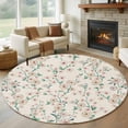 thumbnail image 1 of Spring Floral Round Area Rug 6Ft Washable Circle Rugs for Bathroom Office, Watercolor Flowers Leaves Tree Branches Beige Non-Slip Carpet Floor Mats Indoor Outdoor Carpet Runner Aesthetic Home Decor, 1 of 8
