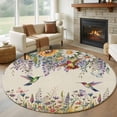 thumbnail image 1 of Spring Floral Round Area Rug 7Ft Washable Circle Rugs for Dorm Laundry Room, Daisy Sunflowers Wisteria Hummingbird Beige Non-Slip Carpet Floor Mats Indoor Outdoor Carpet Runner Aesthetic Home Decor, 1 of 8