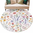 thumbnail image 1 of Spring Floral Round Area&nbsp;Rug 7ft Colorful Flowers Field Watercolor Leaves Farmhouse Non-Slip&nbsp;Washable Circle Rugs Soft Felt Indoor Floor Mat for Bedroom Kitchen Living Room Bathroom, 1 of 9
