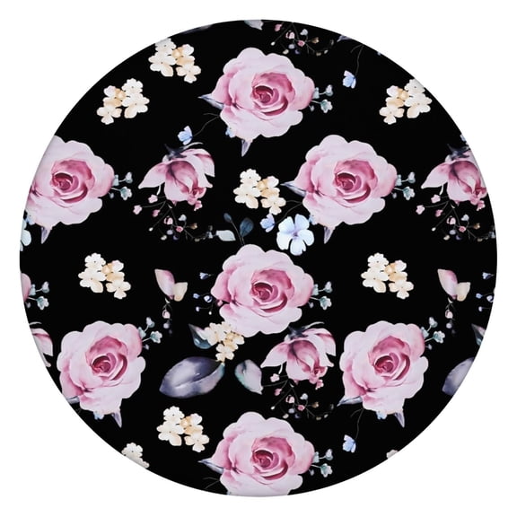 Spring Floral Round Elastic Tablecloth Waterproof Fitted Cover with Summer Floral Design