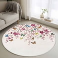 thumbnail image 1 of Spring Floral Round Living Room Rugs 4 ft, Watercolor Pink Cherry Blossoms Romantic Butterfly Washable Area Rug with Non-Slip Sturdy Edge Binding Round Carpet for Entryway Kitchen Bedroom Bathroom, 1 of 9