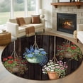 thumbnail image 1 of Spring Floral Round Rug 7ft Washable Circle Rugs Non Slip Wooden Flowers Elegant Pastoral Botanical Large Area Rug Indoor Floor Carpet for Bedroom Kitchen Living Room Home Office Dining Room Nursery, 1 of 8