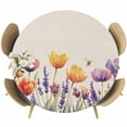 thumbnail image 1 of Spring Floral Round Tablecloth 36-44 Inch Round Fitted Table Cloth with Elastic Edge, Rustic Colorful Flower Summer Botanical Waterproof Table Cover Protector for Outdoor Picnic Party Dining, 1 of 6