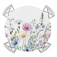 thumbnail image 1 of Spring Floral Round Tablecloth for 36-44 Inch Tables, Fitted Table Cover with Elastic Edge, Country Spring Floral Botanical Waterproof Outdoor Table Cloth Protector for Patio Garden Dinner Picnic, 1 of 9