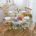 thumbnail image 1 of Spring Floral Round Tablecloth 60 Inch - Waterproof Fabric Table Cloth Protector, Vintage Summer Flowers Botanical Colorful Tablecloths Washable Table Cover for Kitchen Banquet Coffee Table, 1 of 6