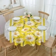 thumbnail image 1 of Spring Floral Round Tablecloth 60 Inch - Waterproof Fabric Table Cloth Protector, Yellow Daisy Botanical Summer Tablecloths Washable Table Cover for Kitchen Banquet Coffee Table Party, 1 of 6