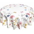 thumbnail image 1 of Spring Floral Round Tablecloth 70 Inch Wild Flower Butterfly Table Cloth Summer Seasonal Holiday Table Covers Polyester Indoor Outdoor Farmhouse Tablecloths for Kitchen Dining Party Picnic, 1 of 6