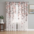 thumbnail image 1 of Spring Floral Sheer Curtains 108 Inch Length 2 Panels Set, Red Gray Cherry Flowers Blossom Beige Voile Window Treatment Semi Sheer Long Curtains Drapes for Bedroom/Living Room/Kitchen 52"x108"x2, 1 of 7
