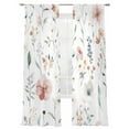 thumbnail image 1 of Spring Floral Sheer Curtains 108 Inch Long 2 Panels, Watercolor Flowers Countryside Light Filtering Rod Pocket Semi Sheer Curtains, Sheer Voile Drapes for Living Room Bedroom, 52"x108", 1 of 5