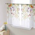 thumbnail image 1 of Spring Floral Sheer Curtains 54 Inches Length 2 Panels Set, Window Sheer Curtains for Living Room/Bedroom, Watercolor Leaves Wildflower Pastoral Light Filtering Rod Pocket Curtain 52'' x 54'' x 2, 1 of 7