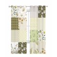 thumbnail image 1 of Spring Floral Sheer Curtains 63 Inch Length 2 Panels Set for Living Room/Bedroom, Yellow Flowers Botanical Patchwork Grid Bohemia Kitchen Curtains Grommet Curtains Window Treatments 42"x63"x2, 1 of 7