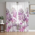 thumbnail image 1 of Spring Floral Sheer Curtains 63 Inch Length 2 Panels Set Window Treatments, Pink Onion Dandelion Flowers Botanical Rod Pocket Semi Curtains for Living Room/Bedroom/Kitchen Décor, 104"W x 63"L, 1 of 7