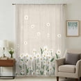 thumbnail image 1 of Spring Floral Sheer Curtains 63 Inches Long, White Daisy Farmhouse Linen Texture Light Filering Curtains, Breathable Simi Curtain Privacy Drapes for Living Room Bedroom Lightweight Window Treatment, 1 of 9