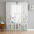 thumbnail image 1 of Spring Floral Sheer Curtains 72 Inches Long 2 Panels Set, Window Sheer Curtains for Living Room/Bedroom, Colorful Botanical Wildflower Summer Light Filtering Rod Pocket Curtain 52'' x 72'' x 2, 1 of 7