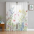 thumbnail image 1 of Spring Floral Sheer Curtains 84 Inch Length 2 Panels Set for Living Room/Bedroom, Colorful Watercolor Botanical Summer Semi Curtain Sheers Drapes Rod Pocket Curtains Window Treatment Set 52''x84''x2, 1 of 7