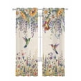 thumbnail image 1 of Spring Floral Sheer Curtains 84 Inch Length 2 Panels Set for Living Room/Bedroom, Daisy Sunflowers Wisteria Hummingbird Beige Kitchen Curtains Grommet Semi-Sheer Curtains Window Treatments 52"x84"x2, 1 of 7