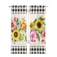 thumbnail image 1 of Spring Floral Sheer Curtains 84 Inch Length 2 Panels Set for Living Room/Bedroom, Sunflower Black White Plaid Pastoral Rustic Kitchen Curtains Grommet Semi-Sheer Curtains Window Treatments 52"x84"x2, 1 of 7