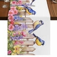 thumbnail image 1 of Spring Floral Short Table Runner 36 Inches Long, Summer Birds Botanical Fence Cotton Linen Table Runners Dresser Scarves, Fabric Tabletop Scarf Furniture Cover for Home Dinner Party Decor 13"x36", 1 of 8