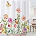 thumbnail image 1 of Spring Floral Shower Curtain, Colorful Watercolor Floral Wildflowers Butterflies Botanical Plants Bathroom Curtain Waterproof Fabric Machine Washable with Hooks, 72" Wx84 L, 1 of 6