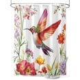 thumbnail image 1 of Spring Floral Shower Curtain Set, Waterproof Shower Curtains for Bathroom, Summer Botanical Birds Flowers Pastoral Washable Fabric Cloth Bath Curtain for Bathtub Decoration with Hooks 48x72 Inches, 1 of 6